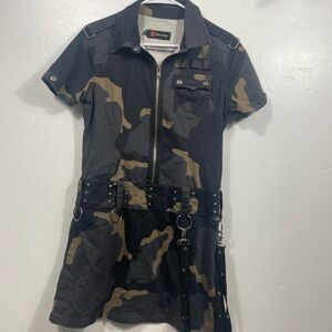 Y2K ILLIG Camouflage Dress with Belt. Size XL